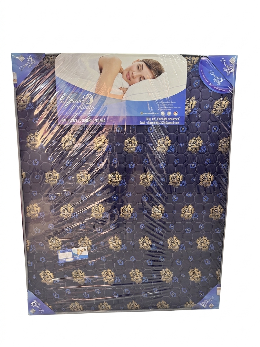 Dream Infinity Sleep Now Mattress in navy floral fabric